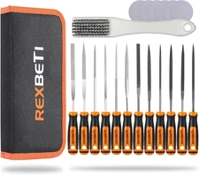 REXBETI 19Pcs Metal Needle File Set, Small Diamond Files, 12Pcs Jewlers Files an