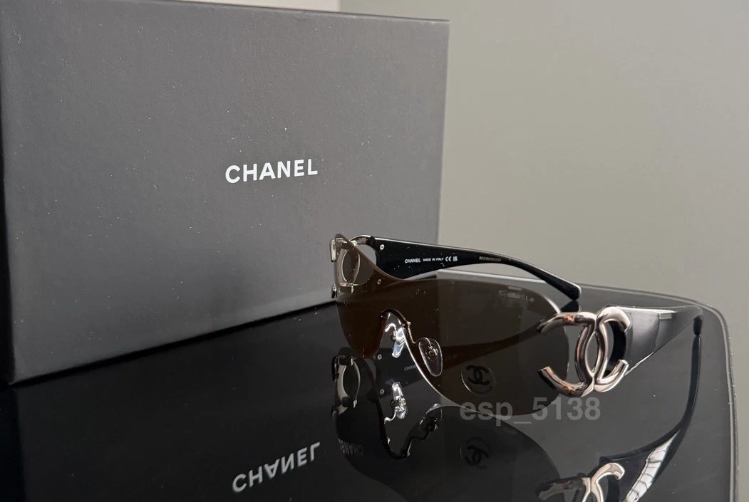 希少】CHANEL シャネル サングラス シールド 6009 ロゴ Y2K 黒 【公式