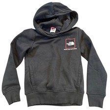The North Face Boys Box Logo Pullover Hoodie Black Never Stop Exploring Sz S