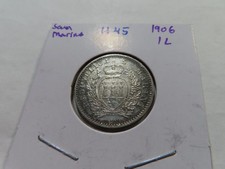 H45 Italy San Marino 1906 Silver Lira