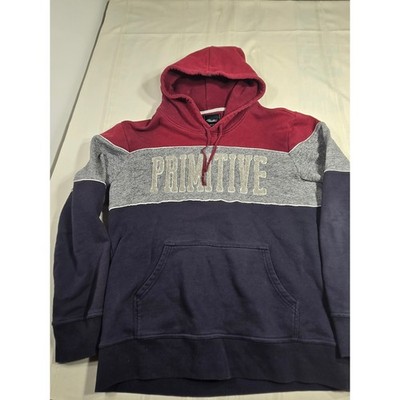 Primitive Apparel Mens Large Hoodie Colorblock Burgundy Gray Navy Sweatshirt L