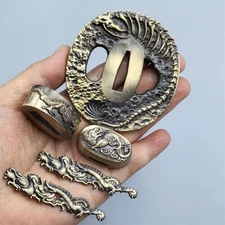 Excellent Set Copper Tsuba Fuchi Menuki Kashira F Japanese Sword Katana Fittings