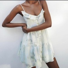 Zara Tye Dye Swing Mini Dress Blue/Green/White M