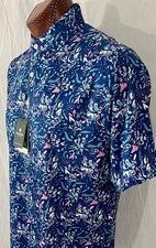 DONALD ROSS Golf Classic s/s WICKING UPF 50 POLO Sz M FLORAL PRINT-NAVY MULTI