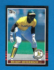 1985 DONRUSS  RICKEY HENDERSON  BASEBALL CARD # 176 NRMT