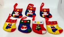 Christmas Stockings Holiday Mini Felt Ornaments Lot of 7