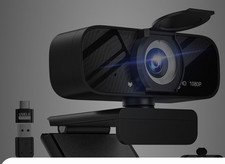 HD 1080P USB 2.0 Webcam Black with Built-in Microphone  Privacy Cover