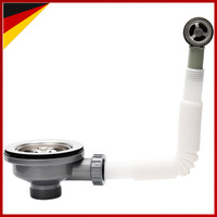 Ablaufgarnitur 114Mm Edelstahl Siphon KüChenspüLe Mit ÜBerlauf Set