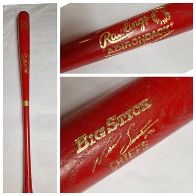 Vtg Rawlings Adirondack Chiefs Neil Smith #90 Baseball Bat 34  Pro Ring Red Wood