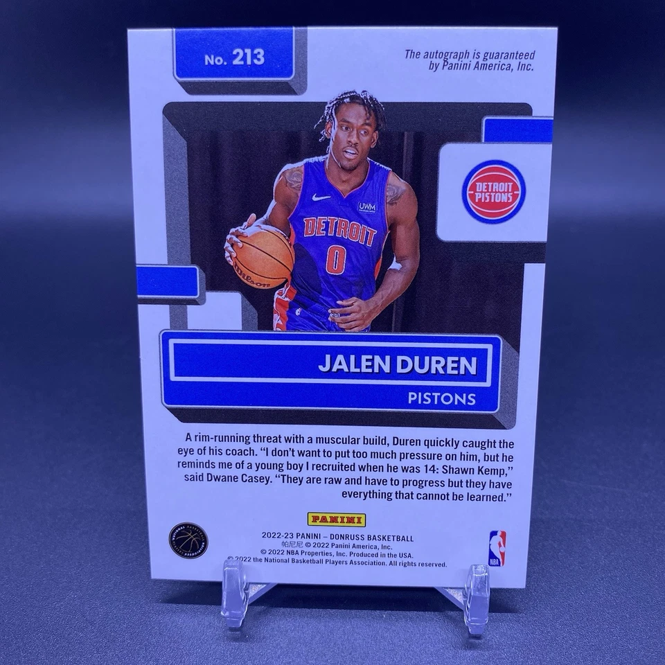 #/99! 🚨2023 Panini Donruss Jalen Duren RC Auto Rated Rookie Detroit Pistons Red - Image 2 of 2