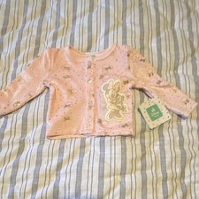 Disney Minnie Mouse Pink Floral Cotton Knit Button-Up Cardigan 0-3 Months