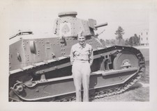 WW2 US Army Soldier WWI Tank Camp Polk Louisiana 1942 - Original Photo