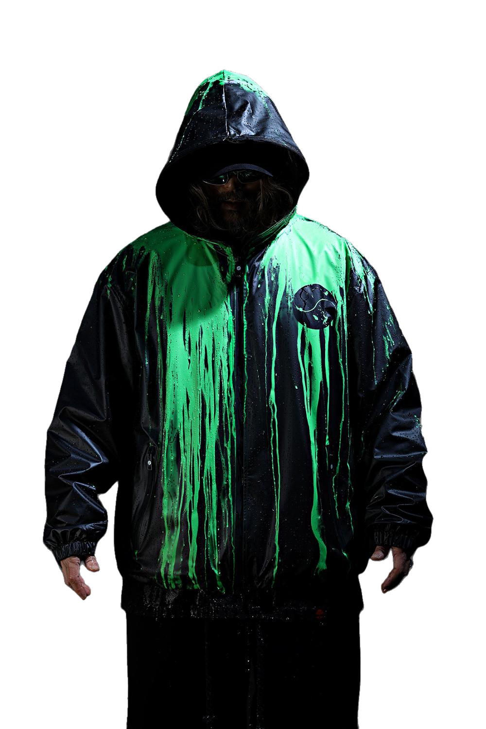 Chaqueta cortavientos termocromática con capucha para hombre de gran tamaño que cambia de color con cremallera