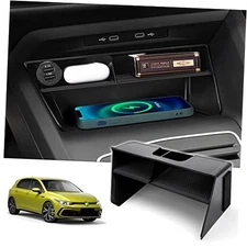  Center Console Organizer, Storage Box with Non-Slip Silicone 22+ VW Golf Gti
