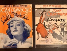 Joan Crawford Vintage Sheet Music Lot (2) MGM Films 1929&ndash;1934 Hollywood Ephemera