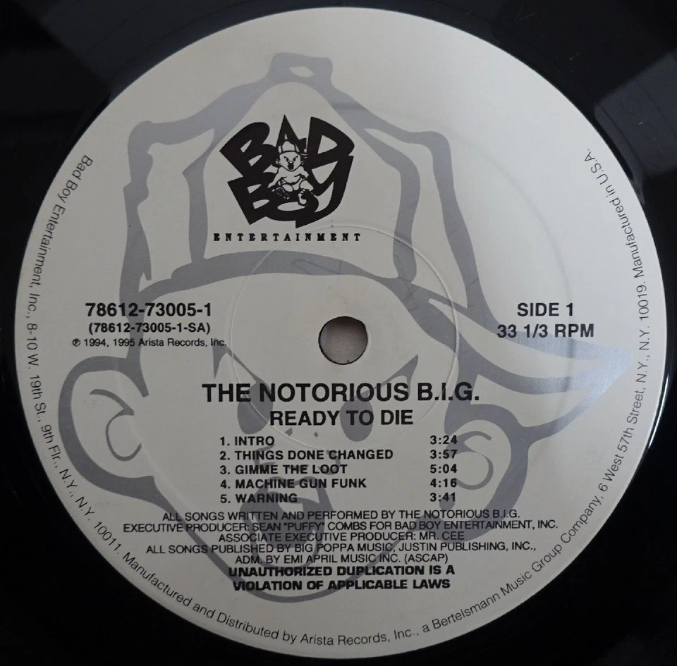 The Notorious B.I.G. Ready To Die 2LP Vinyl 1995 US Press Bad Boy 78612730051 - Image 4 of 4