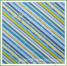 BonEful Fabric Quilt VTG Aqua Blue White Yellow Green STRIPE Tone Tonal MI SCRAP