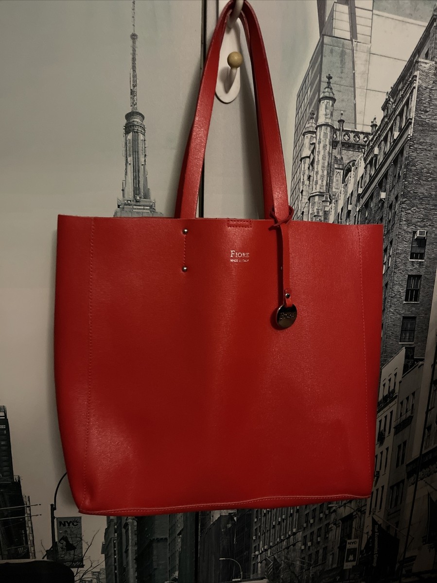 Fiore Red Leather Ex Large Shoulder Purse Made in Italy 14