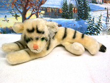 Vintage Steiff White Tiger Black Stripes Green Eyes NO tags/button 1243 AS IS