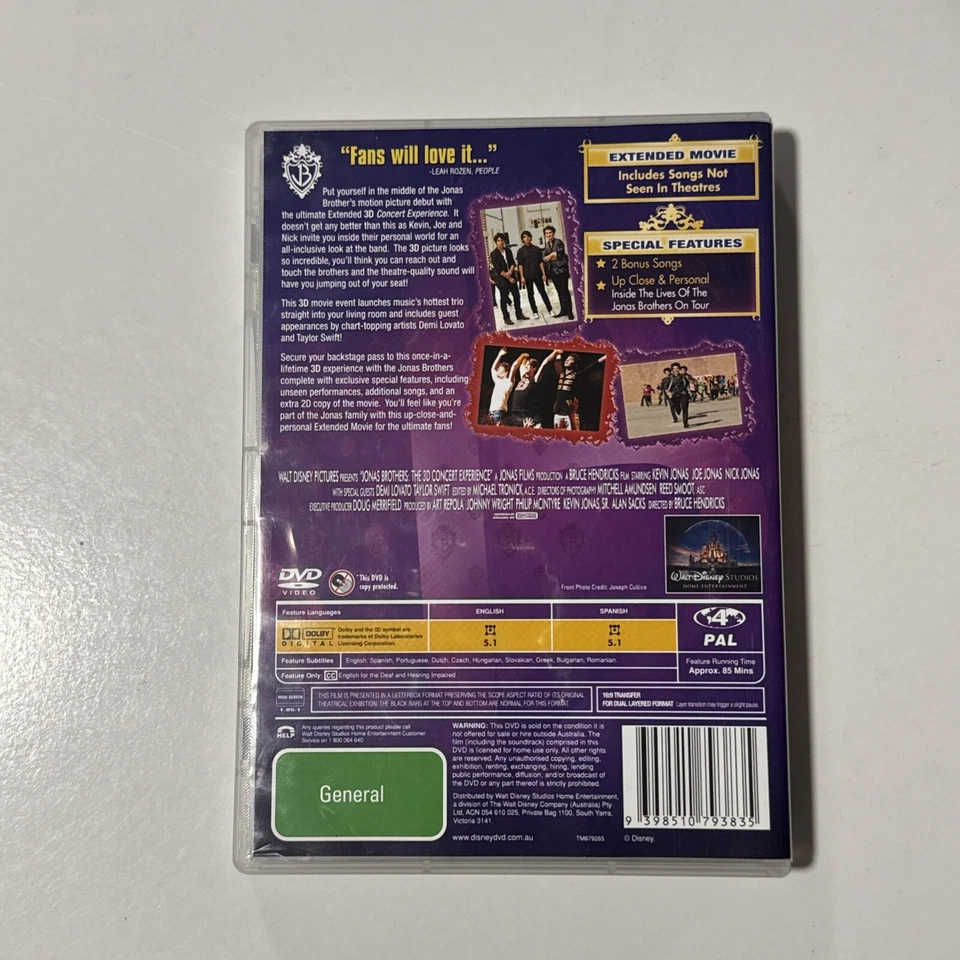 Jonas Brothers The 3D Concert Experience (Extended Edition, DVD, 2009) W Glasses - Image 2 of 4