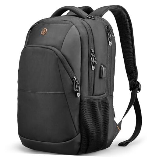 Sleek Black USB Travel Laptop Backpack for College & Work