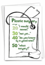 1 Funny 50th Milestone Birthday Greeting Card - Bday Plastic Surgery - US-Made