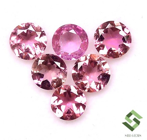 2.79 CTS Natural Pink Tourmaline Round Cut 5 mm Lot 06 Pcs Loose Gemstones - Picture 6 of 6