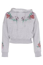 New Womens Ladies Floral Print Pullover Crop Hoodie Sweatshirt Crop Top