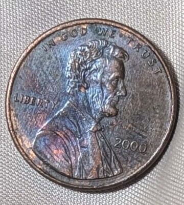 2000 Lincoln Penny No Mint Mark Crazy Strike And Rainbowing On Obverse