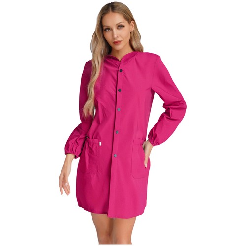 Women's Oilproof Hooded Work Jacket Long Sleeve Raincoat for Kitchen Cleaning - Picture 72 of 96