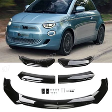 Front Bumper Lip Splitter Spoiler Glossy Black For Fiat 500 Body Kits Lower Chin