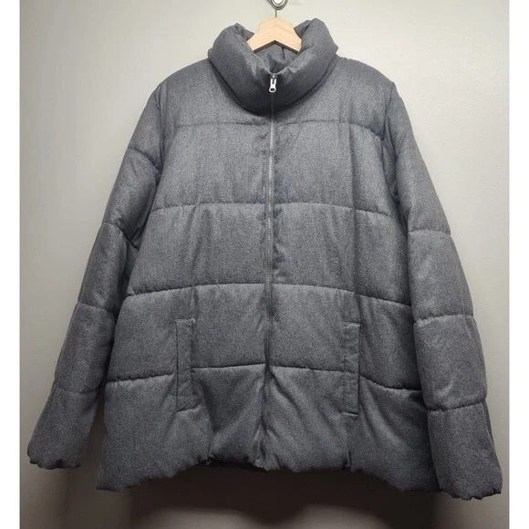 Old Navy Quilted Coat Jacket Men Size XXL Neutral Gray Full Zip Winter Outdoor