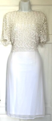 JOANNA HOPE ELFENBEIN PAILLETTEN & PERLEN ANLASS PARTY KLEID GRÖSSE 16 NEU MIT ETIKETT 
