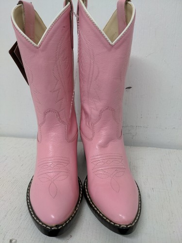 J Toe Western Leather Boot, Pink 