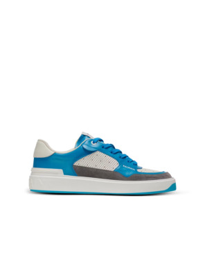 $775 - Balmain B-Court Flip calfskin & suede Sneakers DM1VI349LPTN - Authentic