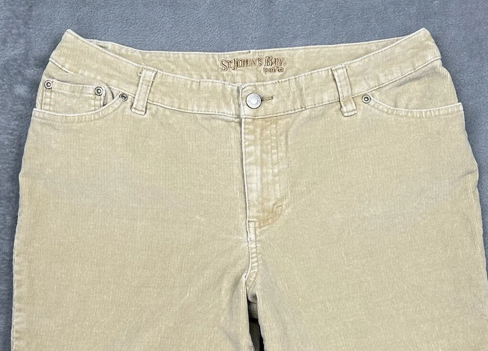 Pantalones de pana St Johns Bay para mujer Petite 12P (32x28,5) beige tostado bota elástica Foto 2 de 4