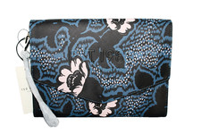 TED BAKER Graphic Floral Pouch Wristlet Tablet Case 7.5" x 10" Dark Blue 266224