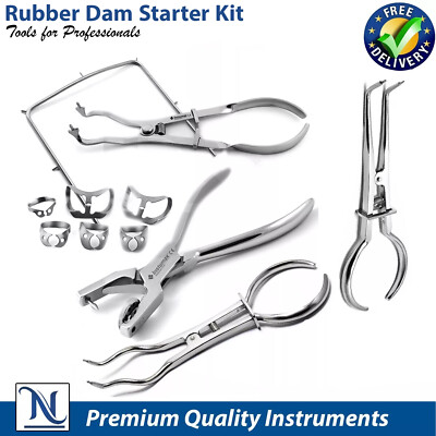 Starter Practice Dental Rubber Dam Endodontic Forceps Clamps Pliers Setup Range