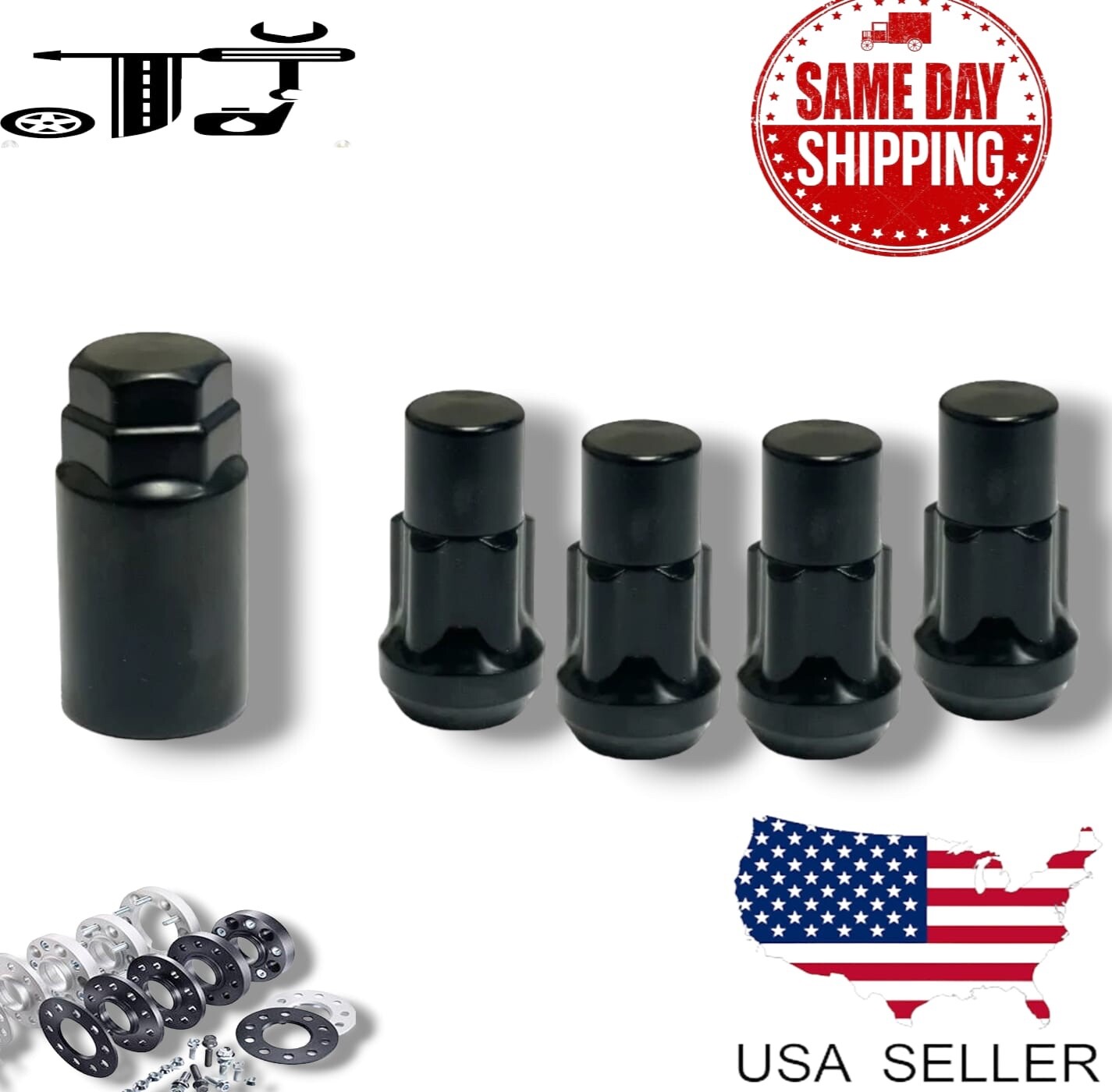 CTM 24-Pack Red M14x1.5 Large Seat Lug Nuts – Cone Seat, Fit Ford F150/Navigator/Expedition Stock Wheels