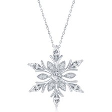 Sterling Silver Large CZ Snowflake Pendant