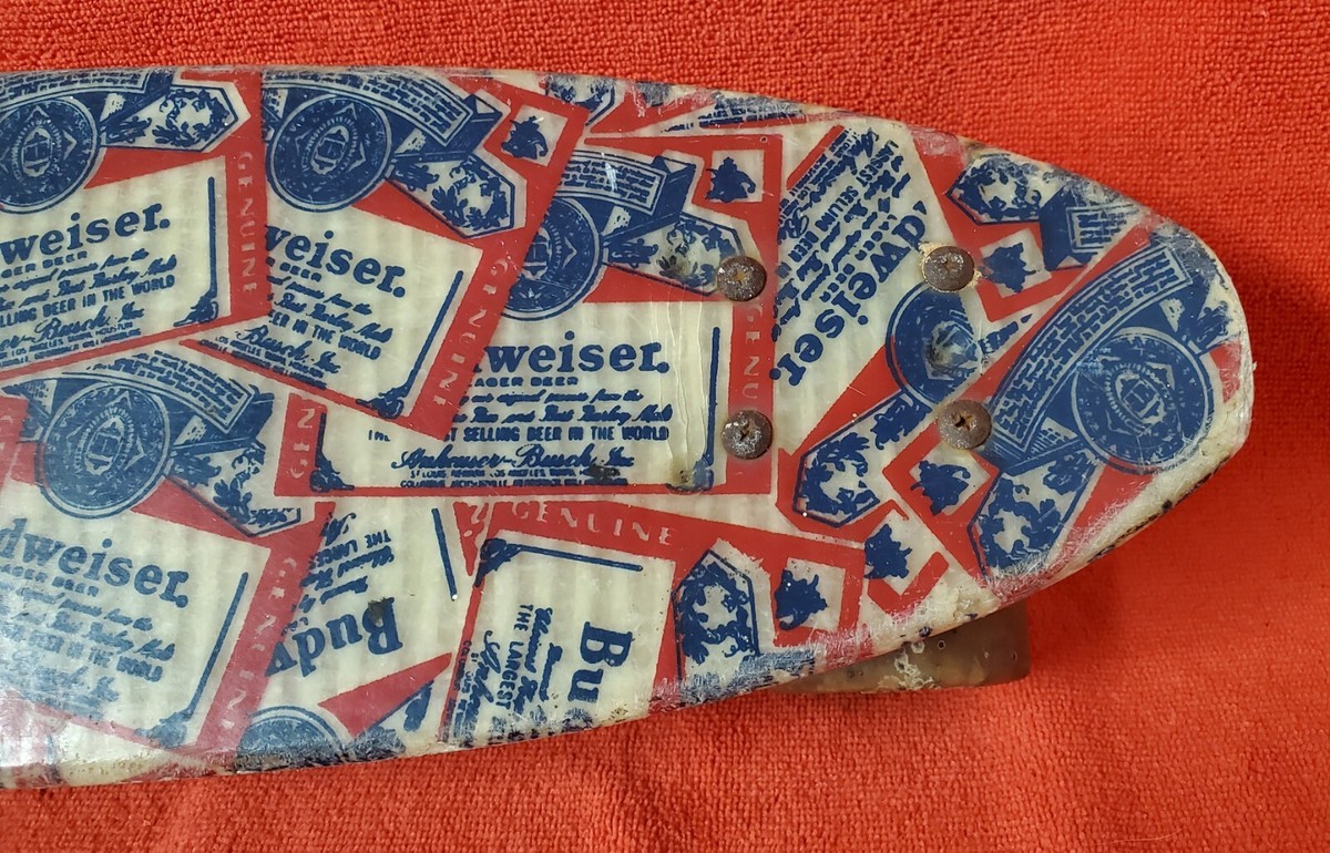 ビンテージ 70s Budweiser スケートボード バドワイザー ジャンク VINTAGE 1970s Budweiser Fiberglass Skateboard WHITTIER, CA