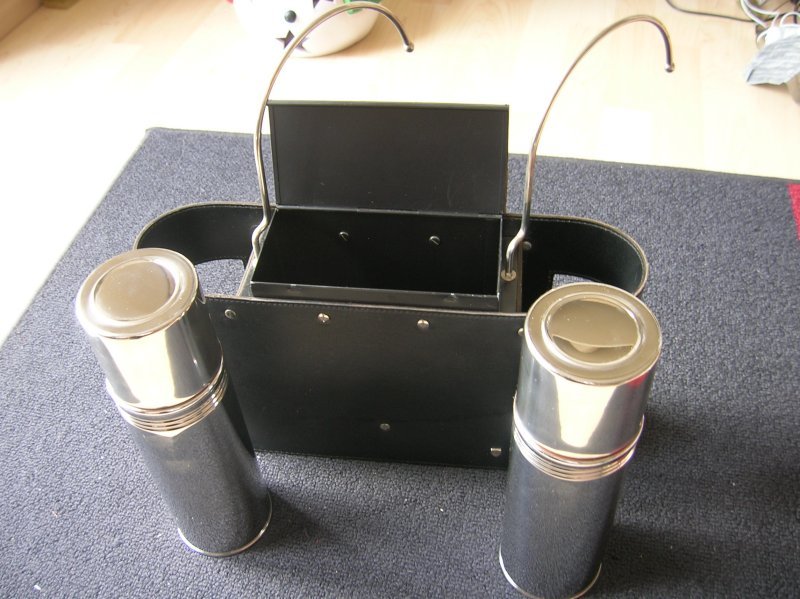 PICNIC BLACK LEATHER MERCEDES 190 300 SL VW CHROME THERMOS ALFI? eBay