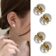 Women Pearl Ear Clip Earring NO Piercing Ear Hole Stud Pearl Earring Gift A  