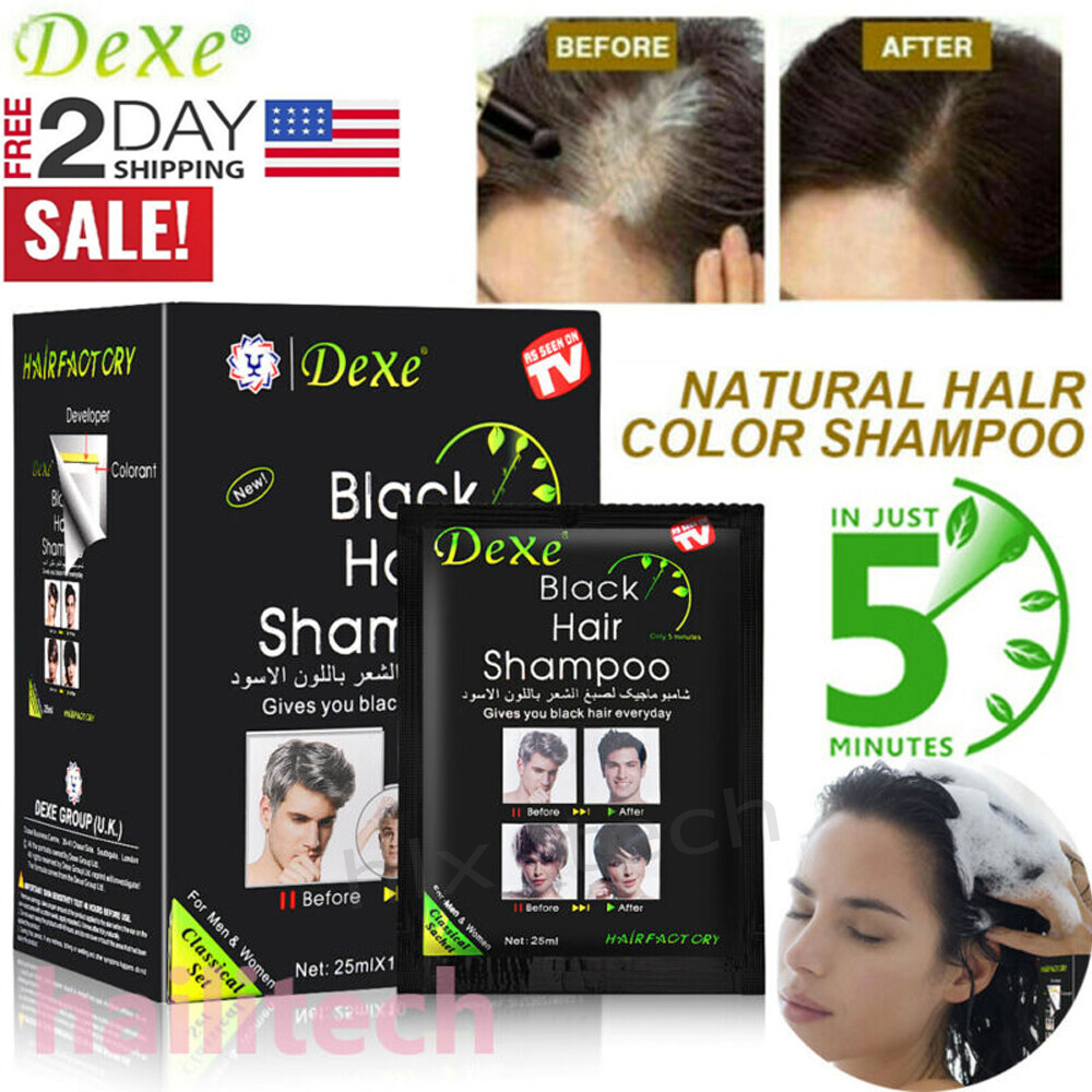 Grey White Reverse Natural Darkening Black Hair Shampoo Instant in