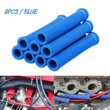 BLUE 8PCS 1200° SPARK PLUG WIRE BOOTS HEAT SHIELD PROTECTOR SLEEVE SBC BBC