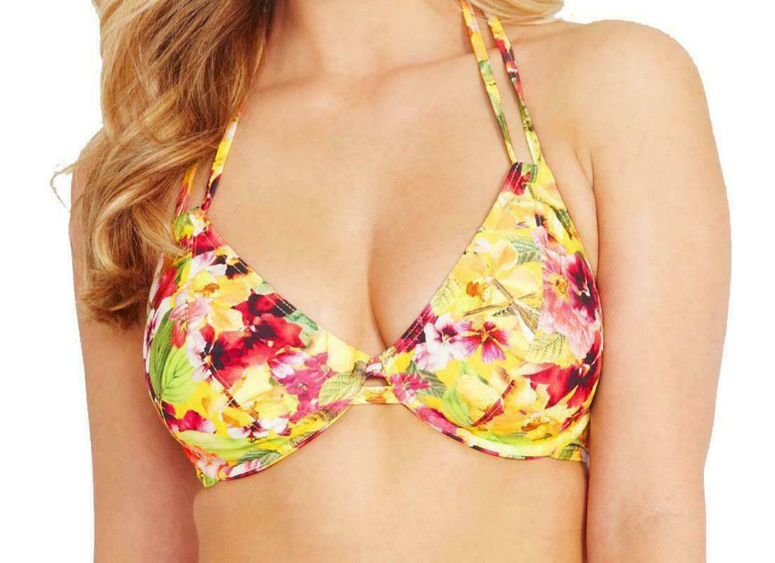 Freya Copacabana Bikini Top 32D Fruit Salad Underwired Plunge Halter Bra 3595