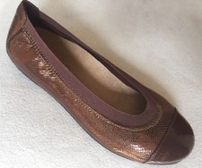 Vionic Allora Ballet Flats Bronze Brown Lizard Patent Toe sz 5 US/ 36 EUR