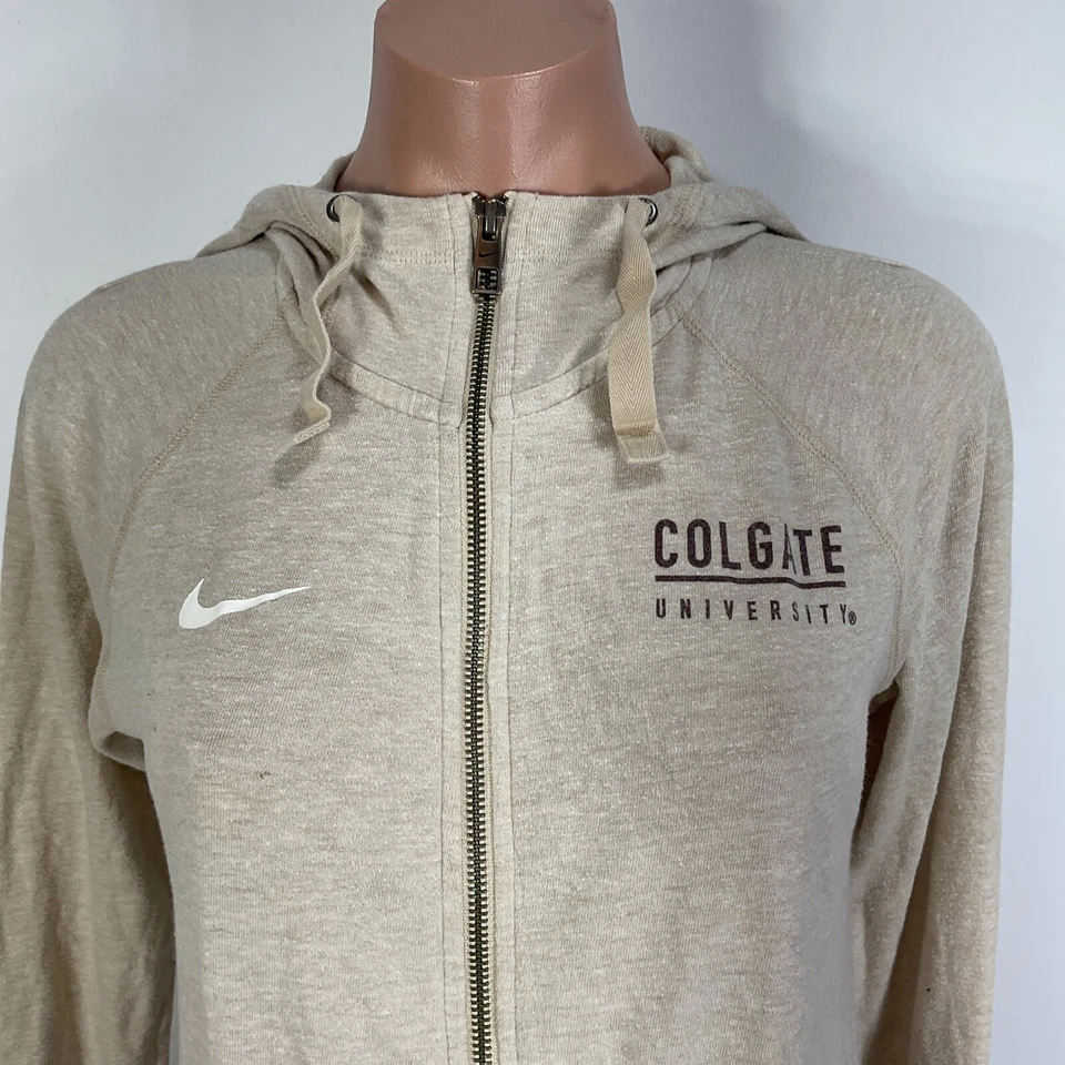 Colgate University Nike Full Zip Hoodie Jacket Sweatshirt Womens Small Gray - Image 3 of 4