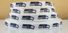 3/8" 1 yard Seahawks printed Grosgrain Ribbon Football Seattle Team Sports