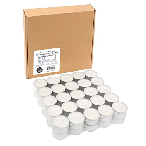 Stonebriar Bulk 50 Pack Unscented Smokeless Long Tea Light Candles
